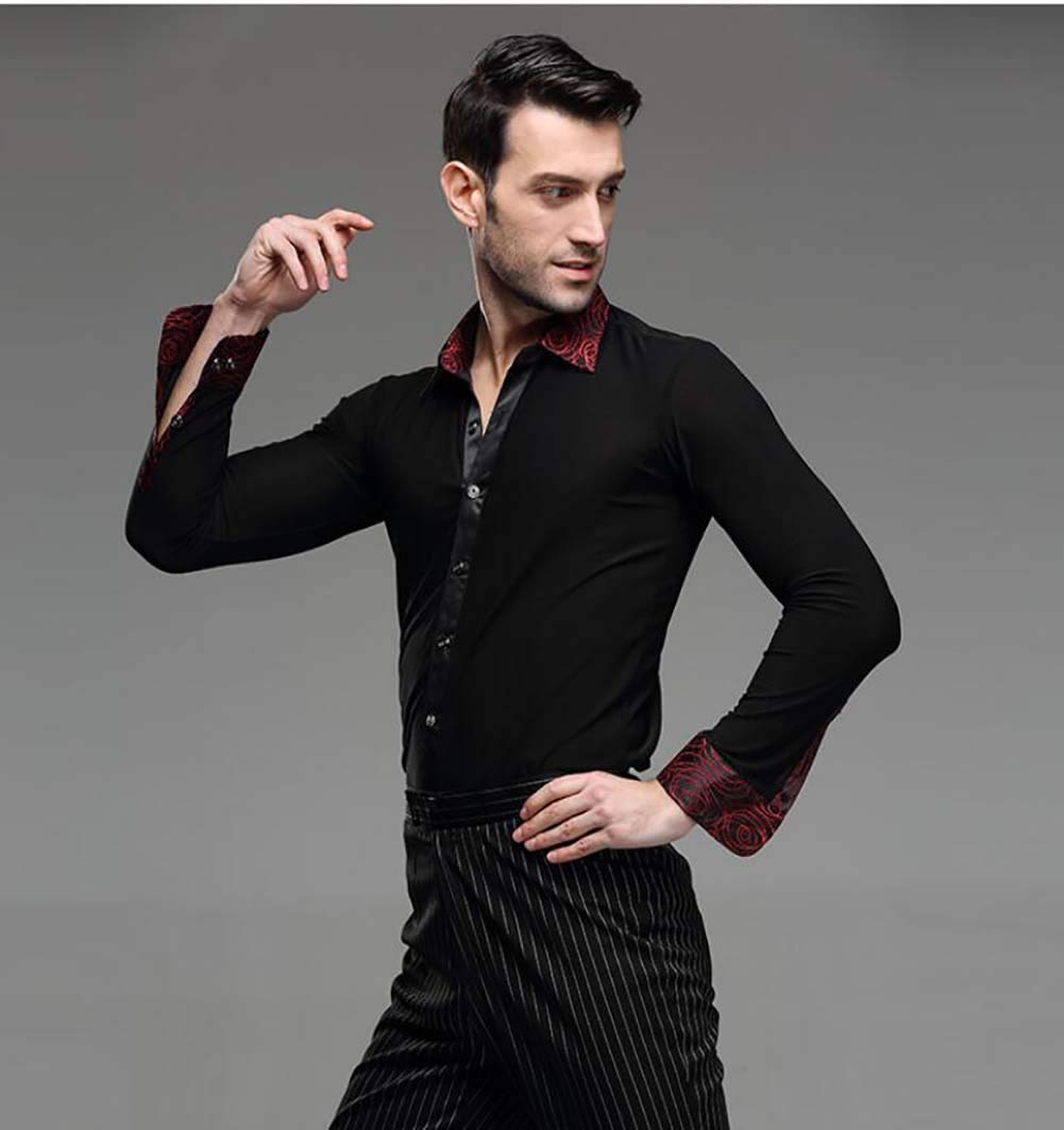 Amazon.co.jp: 男性社交ダンス衣装 競技用 ラテンダンスシャツ